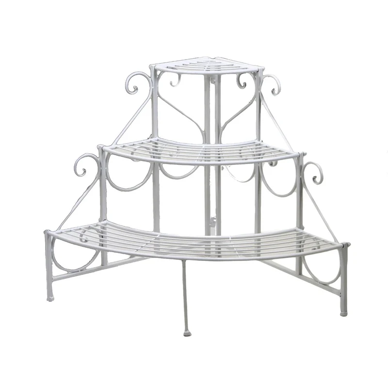 Portavaso in Metallo Scaletta 3 Gradini 81x58H60cm Bianco