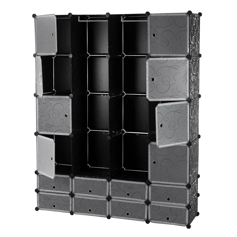 Mobile Modulare Quadrato 8+8+8 Scomparti Nero con Ricamo Rizzetti Mod24br