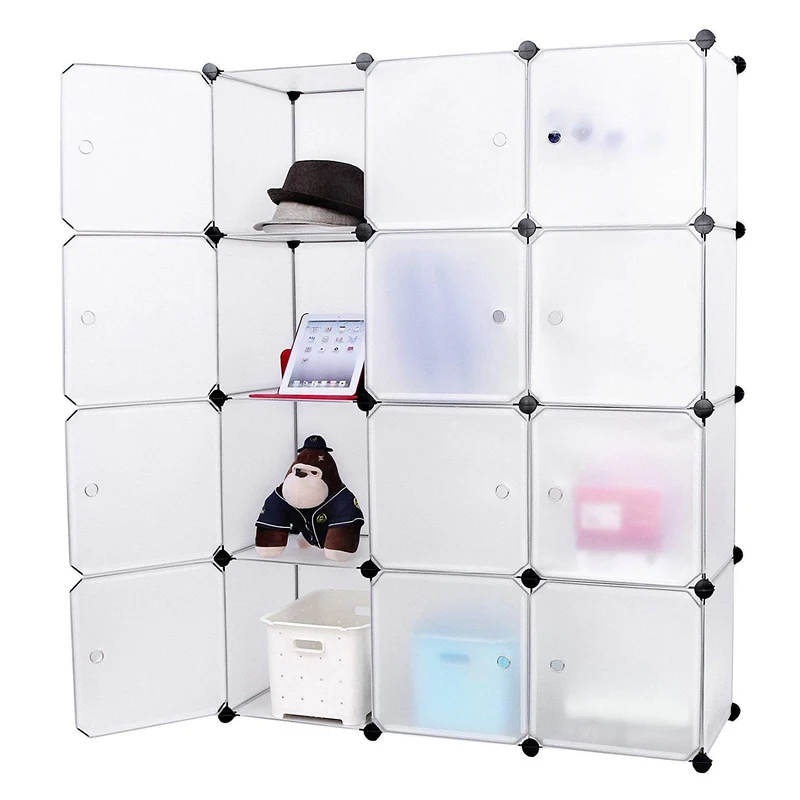 Armadio Guardaroba Modulare 12 Cubi 112x37x148 cm Rizzetti Bianco