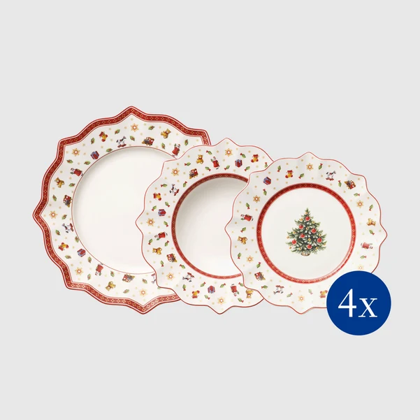 Toy's Delight Dinner set rosso, Premium Porcelain - set 12 piatti