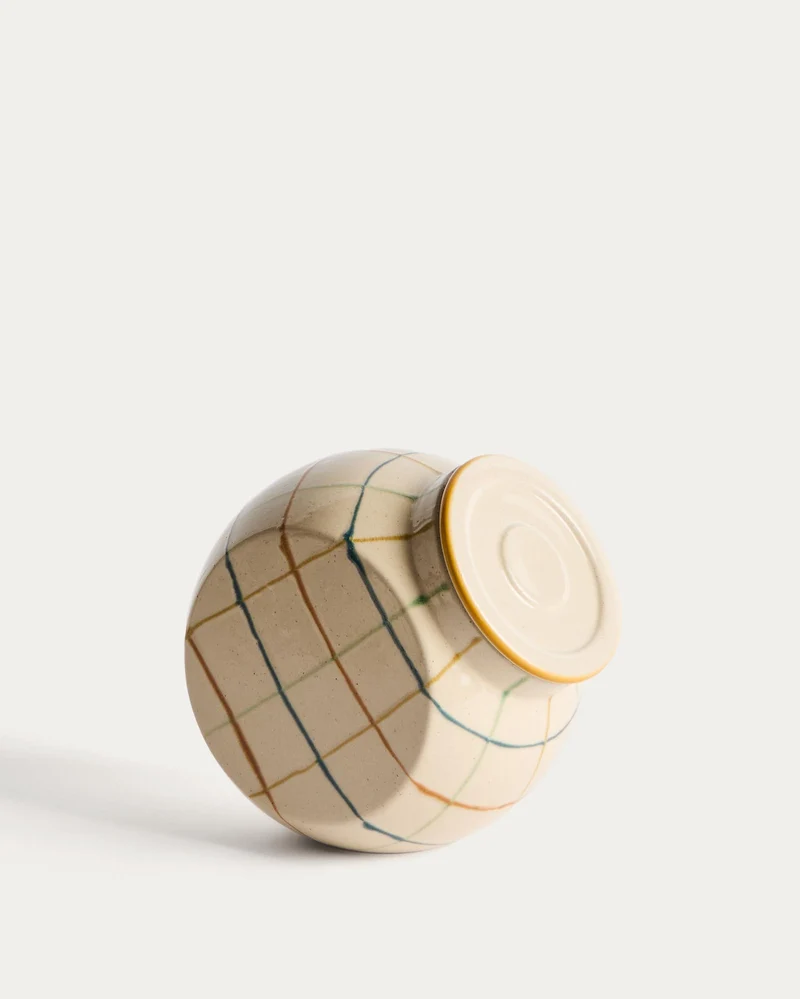 Topf Belor aus Keramik mit bunten Linien, 17 cm