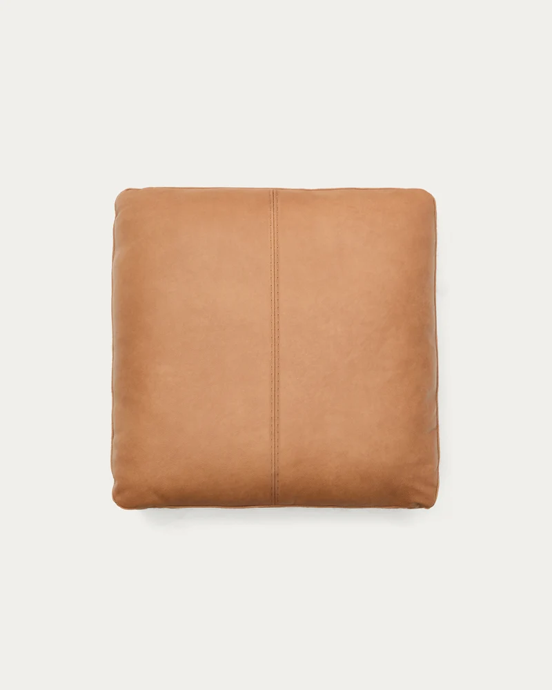 Kissen Blok aus braunem Leder 60 x 60 cm