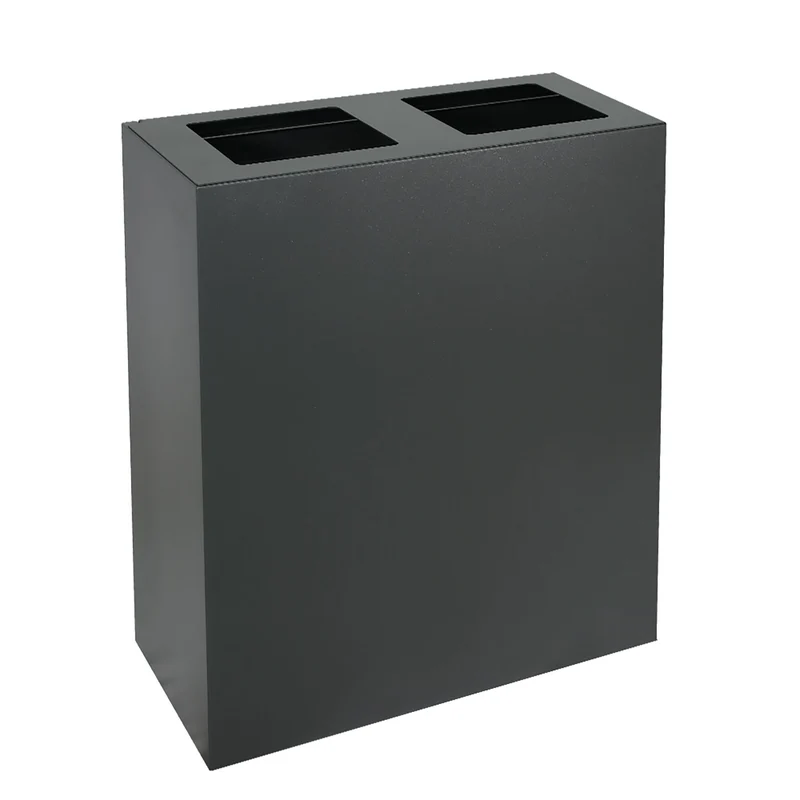 Pattumiera per Raccolta Differenziata 3 Scomparti Capacità 180 lt 90x30x80 cm in Acciaio Antracite