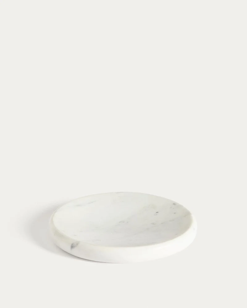 Tablett Obena aus weissem Marmor, Ø 25 cm