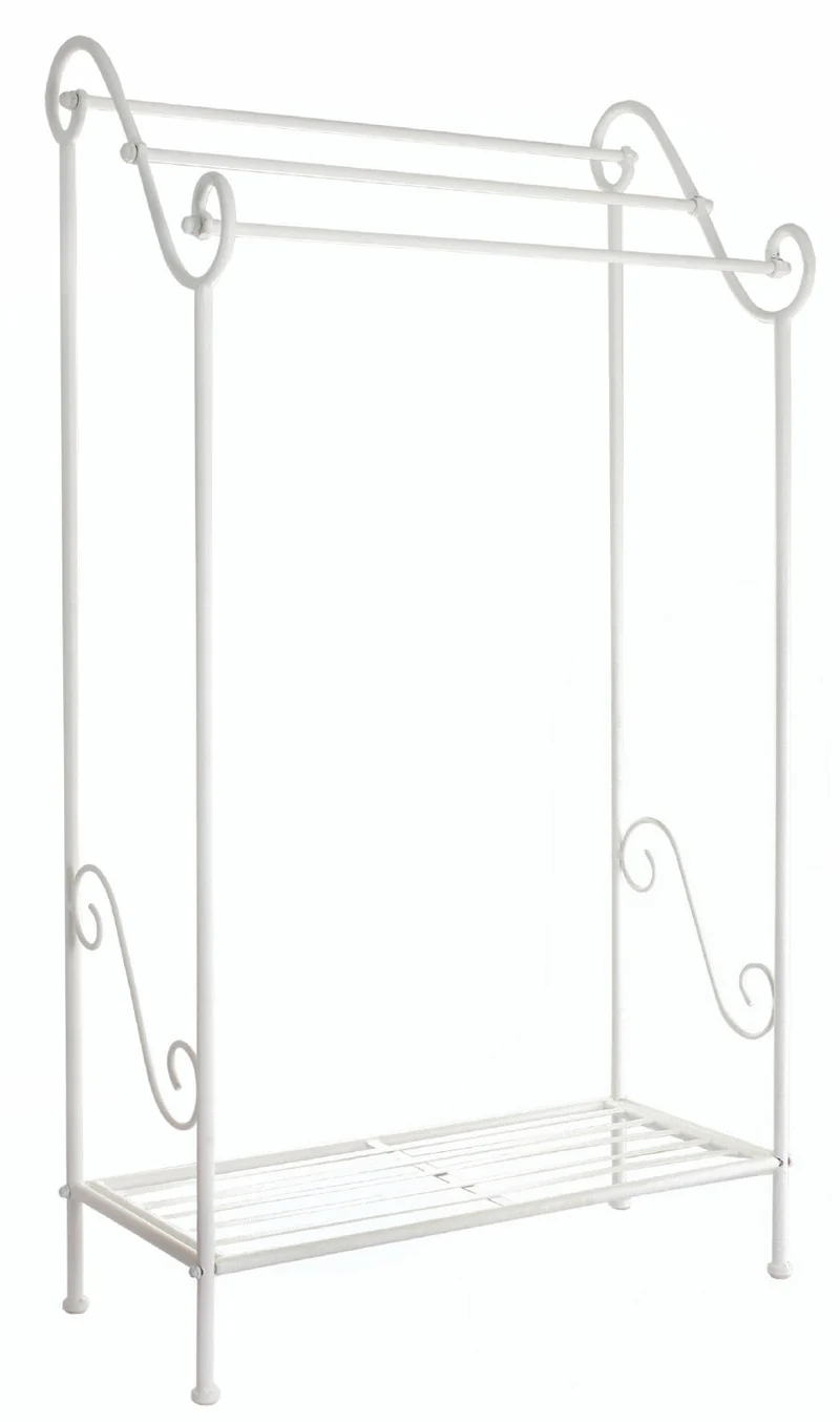 Portasciugamani a Stelo in Ferro Battuto 58x36x105 cm Soriani Bianco