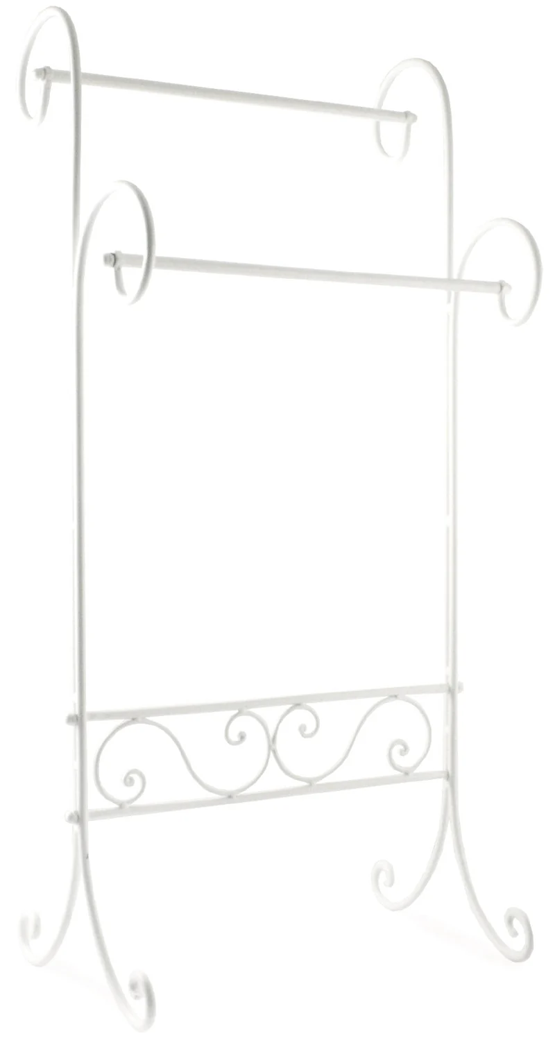 Portasciugamani a Stelo in Ferro Battuto 47x32x97 cm Soriani Bianco
