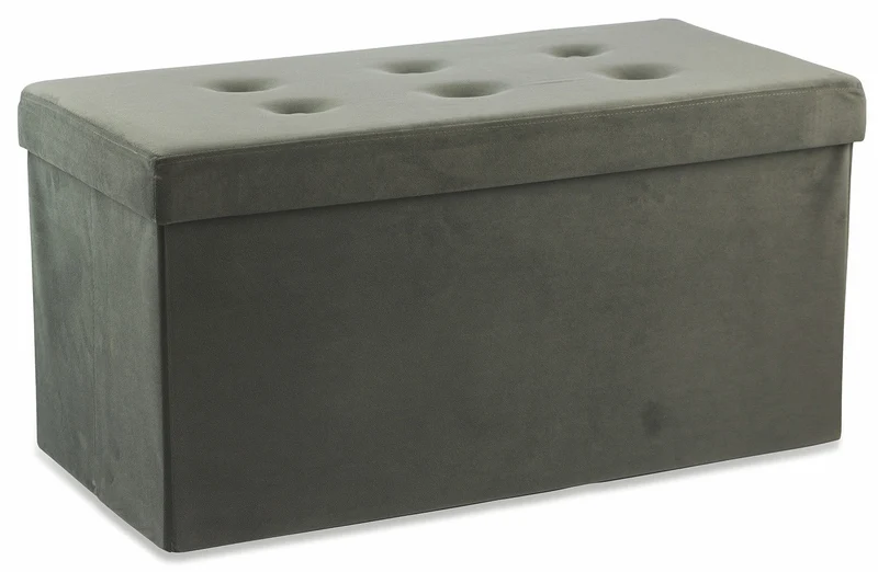 Baule Cassapanca Pouf Contenitore in Velluto Soriani Tortora