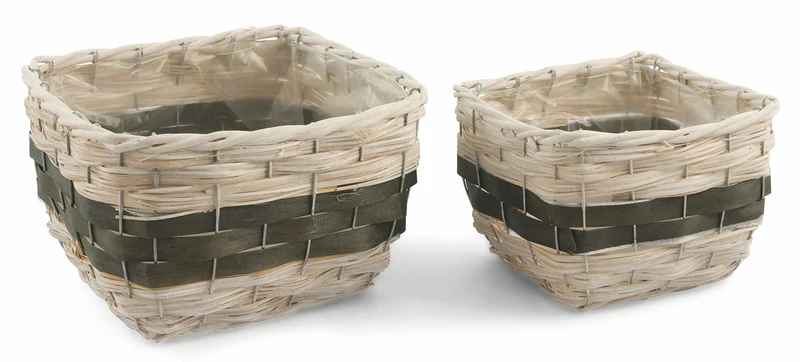 Set 2 Portavasi Quadrati in Legno Soriani Bianco