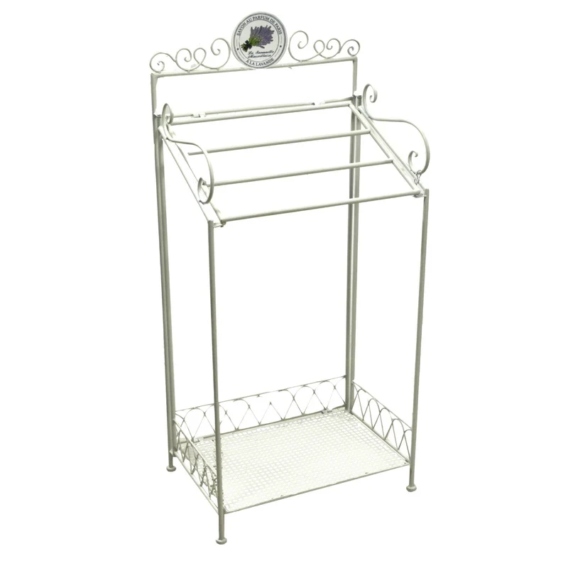 Portasciugamani a Stelo in Metallo da Appoggio 47x31H99cm Lavanda Bianco
