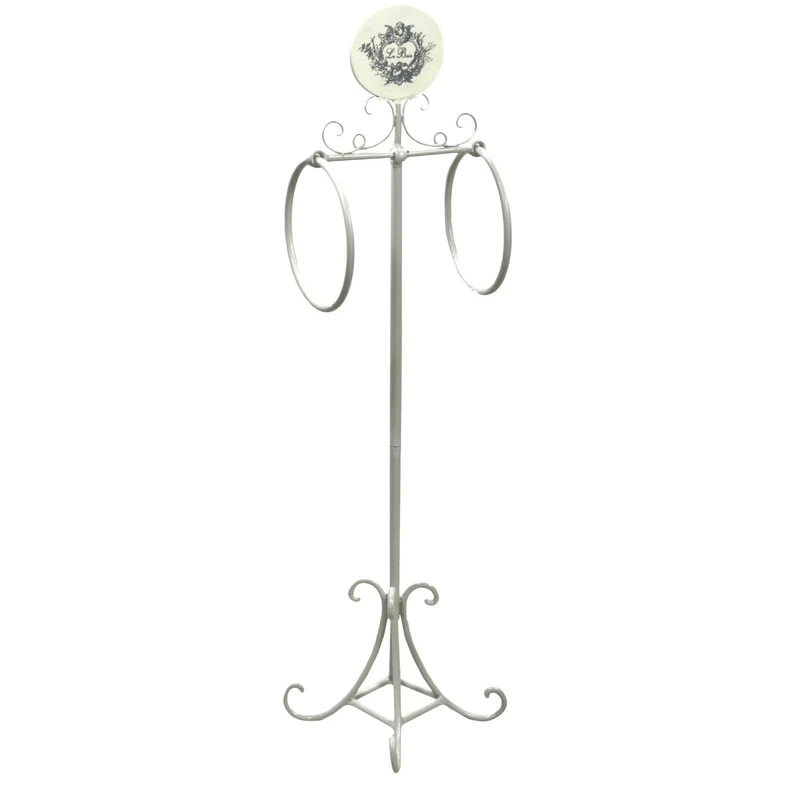 Portasciugamani a Stelo in Metallo 2 Anelli 25x24H98cm Le Bain Bianco