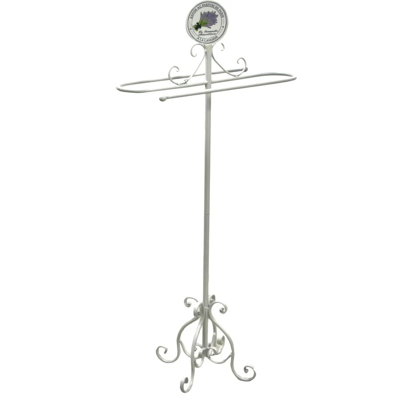 Portasciugamani a Stelo in Metallo 44x24H103,5cm Lavanda Bianco