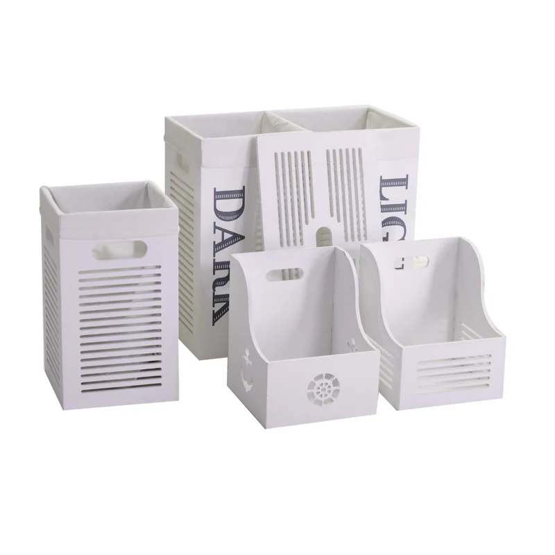 Set Cesta e 2 Portatutto in Vimini 56x30H56cm Rachele Bianco