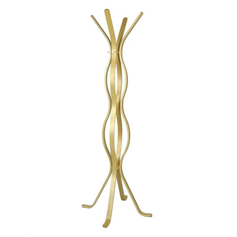 Appendiabiti a Stelo in Legno 4 Braccia 60x60H178cm Ondulato Naturale