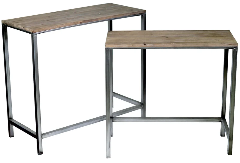 Set 2 Mobiletti Consolle Rettangolari Top in Legno