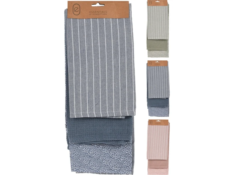 Set 3 strofinacci in cotone 70x45cm - colori assortiti
