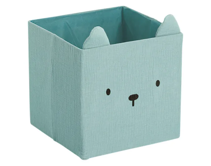 ZELLER Aufbewahrungsbox Bär mint Musselin 28x28x28 cm