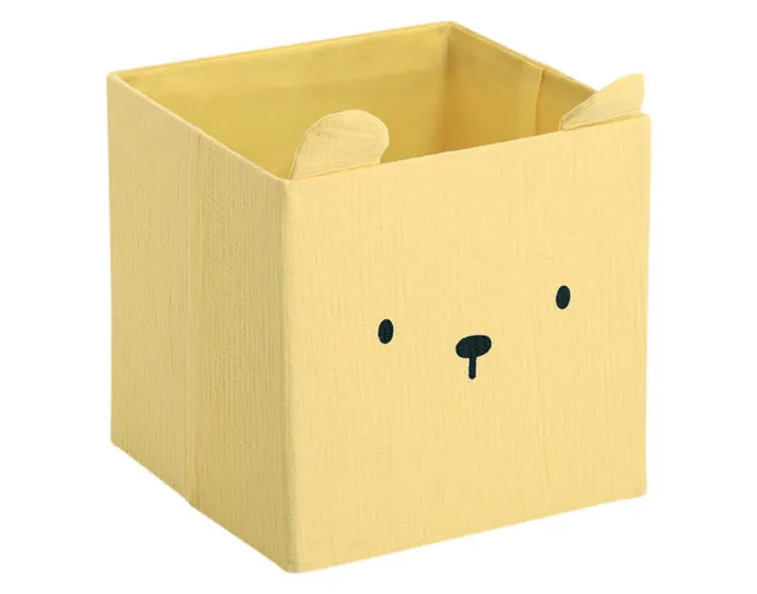 ZELLER Aufbewahrungsbox Bär gelb Musselin 28x28x28 cm