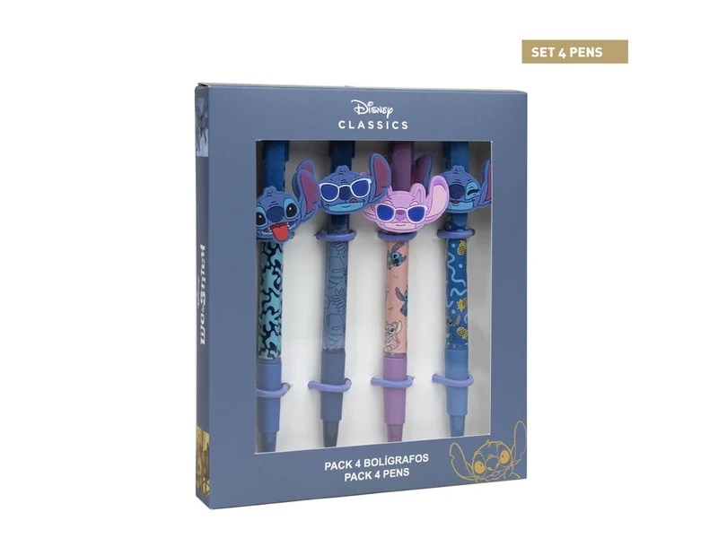 Confezione di 4 penne con personaggio Stitch