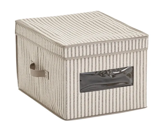 ZELLER Aufbewahrungsbox mit Deckel Vlies Stripes beige 30x39.5x25 cm