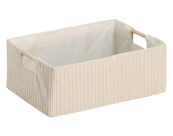 ZELLER Aufbewahrungskorb mit Holzgriffen beige 34x23.5x13 cm