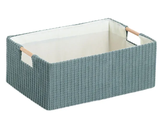 ZELLER Aufbewahrungskorb mit Holzgriffen salbei 34x23.5x13 cm