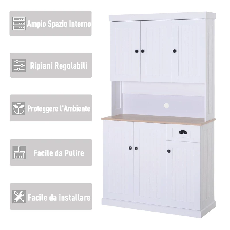 Mobile Dispensa da Cucina 101x39x180 cm Bianco e Rovere