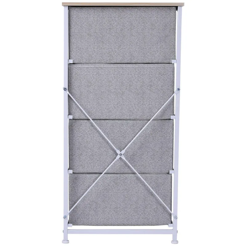 Mobiletto Cassettiera da Cucina in Acciaio e Legno Bianco e Grigio 45x30x92 cm