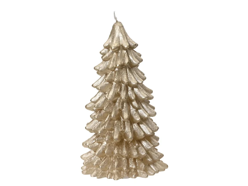 Candela a forma di pino metallizzata champagne 10x17,5 cm - Decoris