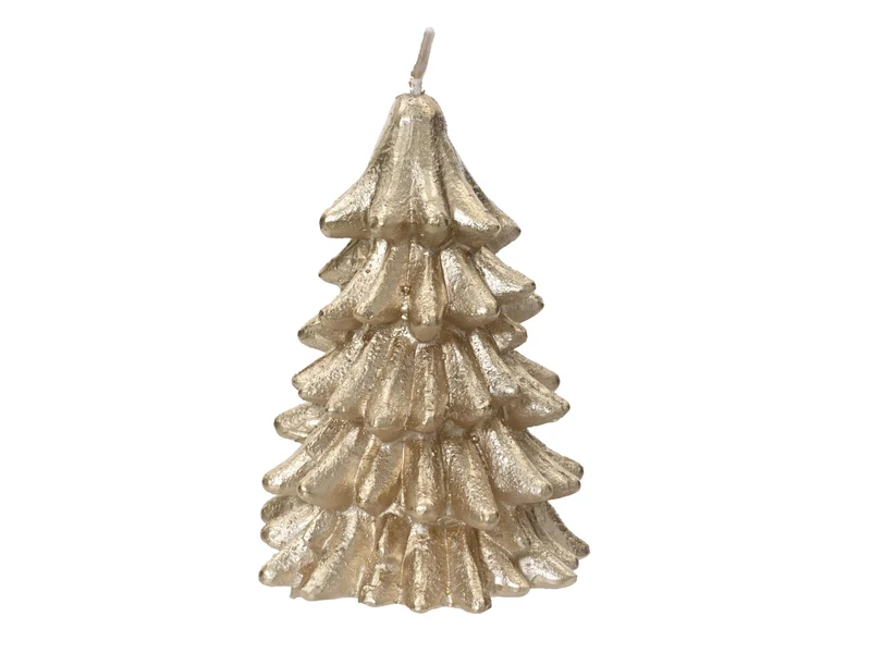 Candela a forma di pino metallizzata champagne 8,5x10,5 cm - Decoris