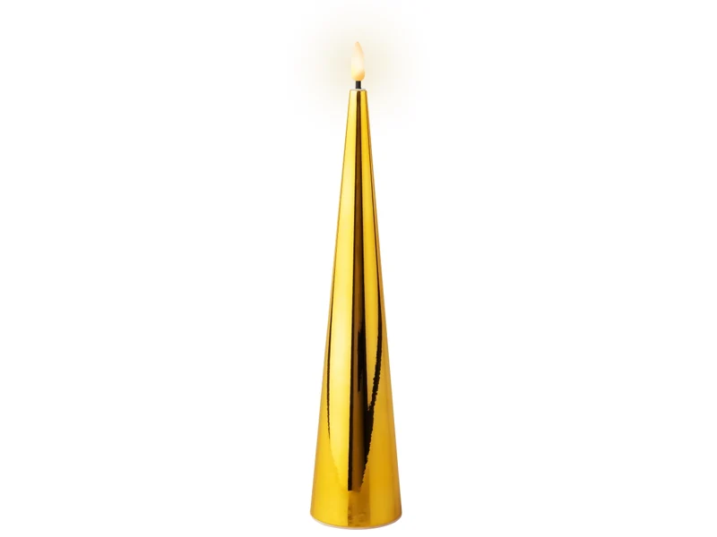 Candela con stoppino e led d.5x27,5cm a batteria oro