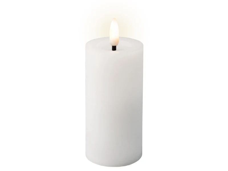 Candela con stoppino e led d.5x12,5cm a batteria bianca