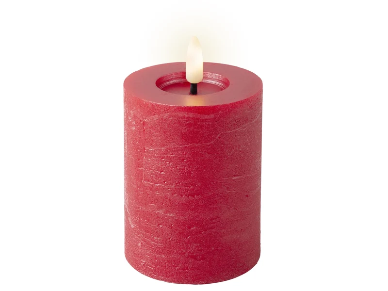 Candela led cilindrica rossa con effetto fiamma d.7x11 cm - Decoris