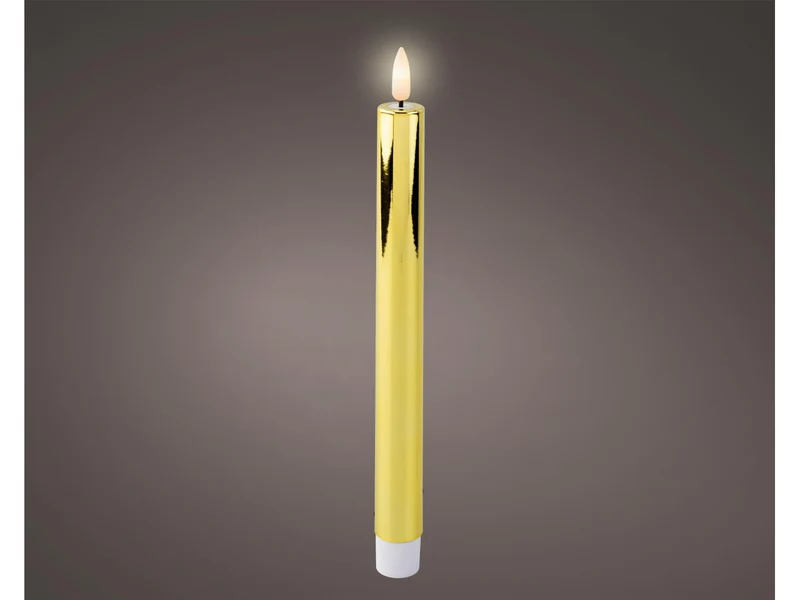 Candela con stoppino e led d.2,2x24,5cm a batteria oro