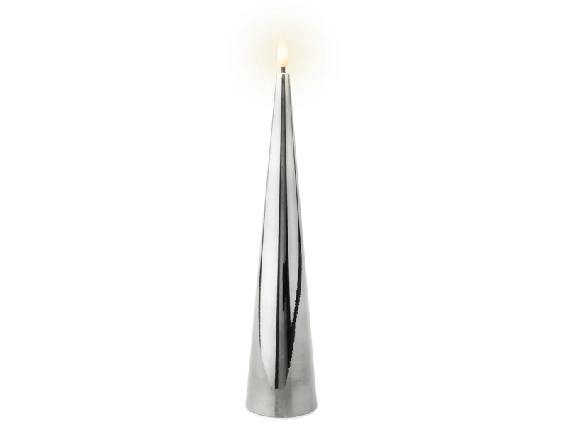 Candela con stoppino e led d.54x27,5cm a batteria argento