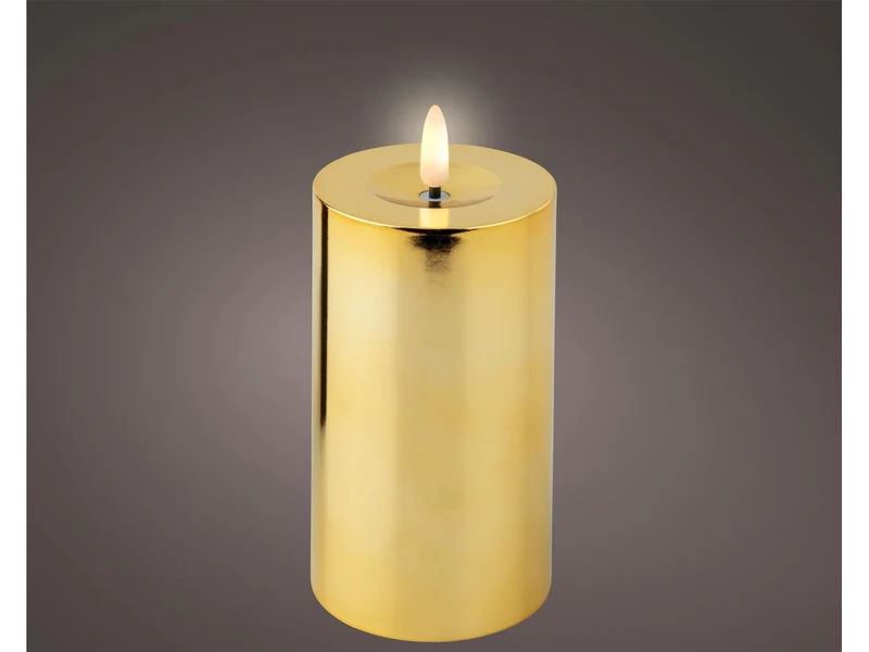 Candela con stoppino e led d.7x15cm a batteria oro