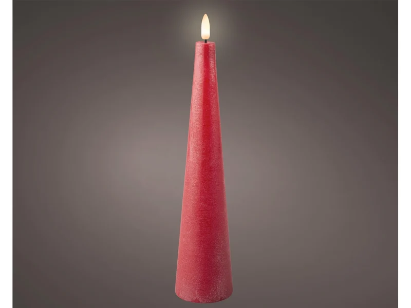 Candela con stoppino e led d.5,8x27,8cm a batteria rossa