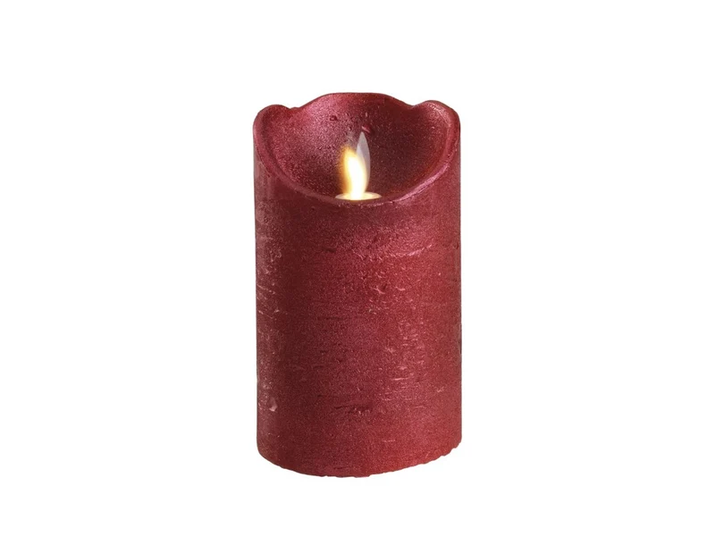 Candela cilindrica a led rossa con fiamma ondeggiante bianco caldo d.7,5x12,5cm â Decoris