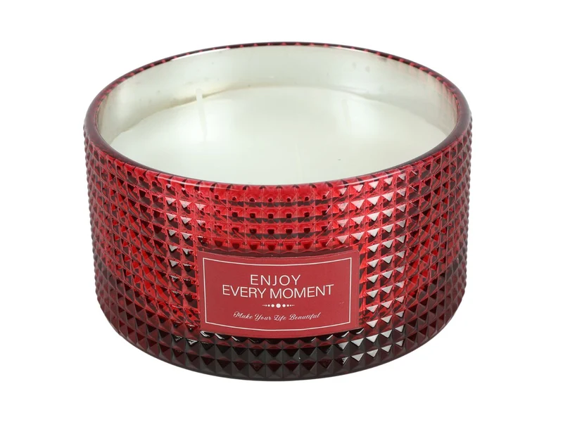Candela in bicchiere di vetro 15x15x8cm norell rosso