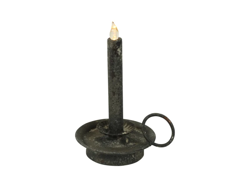 Candela antica con led 16x12,5x21cm rame anticato