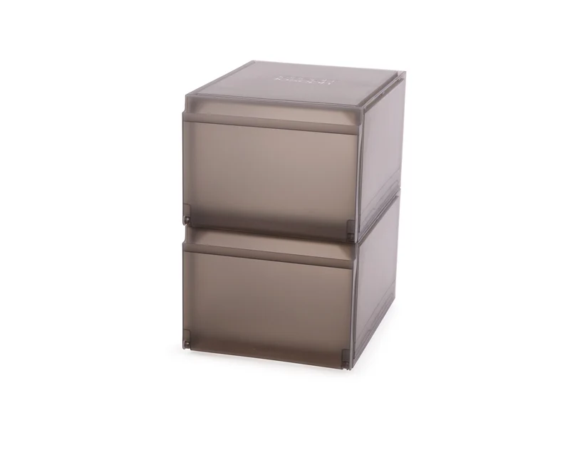 2er Set ShoeCase Schuhschrank PP 22x28x36cm grau