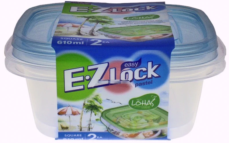 2er Set Vorratsdosen EZ Lock quadratisch 0.61lt