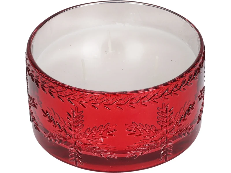 Candela profumata in vetro rosso 15x8cm