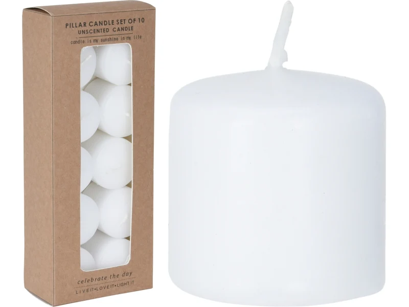 Candele bianche 3x3cm la confezione contiene 10 candele