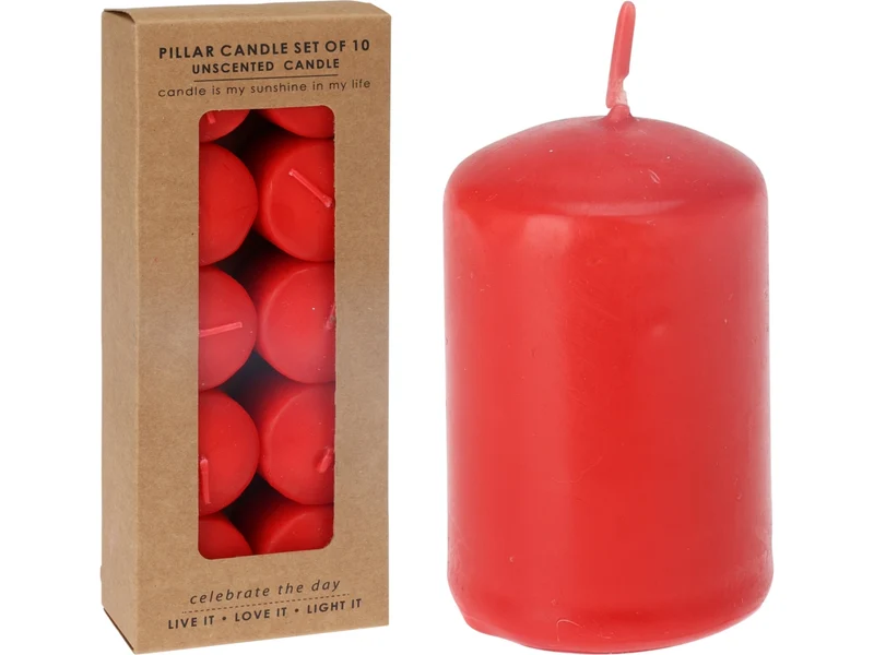 Candele rosse 3x3cm la confezione contiene 10 candele