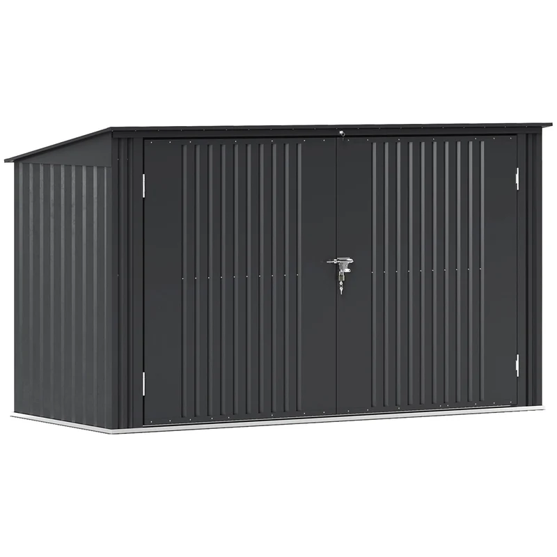 Copribidoni per 3 Cassonetti da 240L 233x105x118,5-133 cm con 2 Porte e Coperchio Grigio Scuro