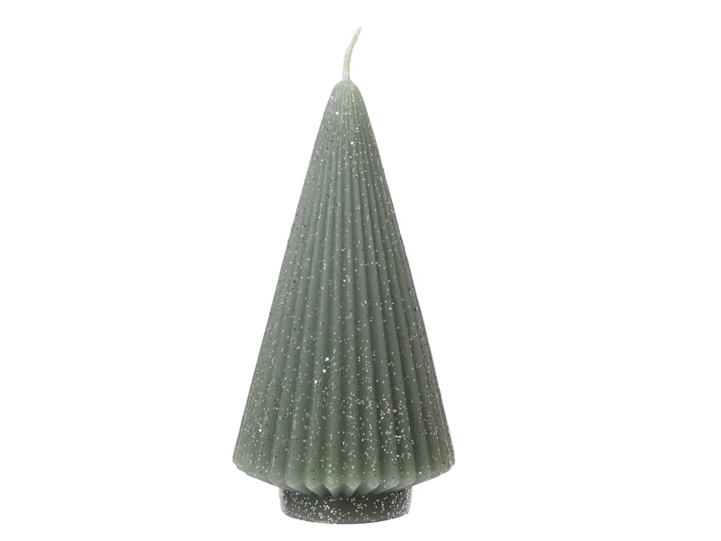 Candela a forma di albero di natale verde glitter champagne d.6,5x12,5 cm â Decoris