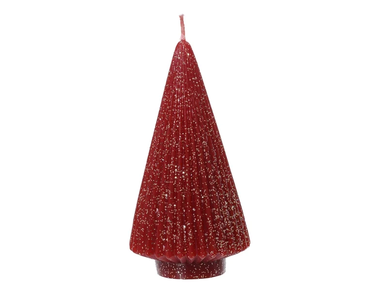 Candela a forma di albero di natale rossa glitter champagne d.6,5x12,5 cm â Decoris
