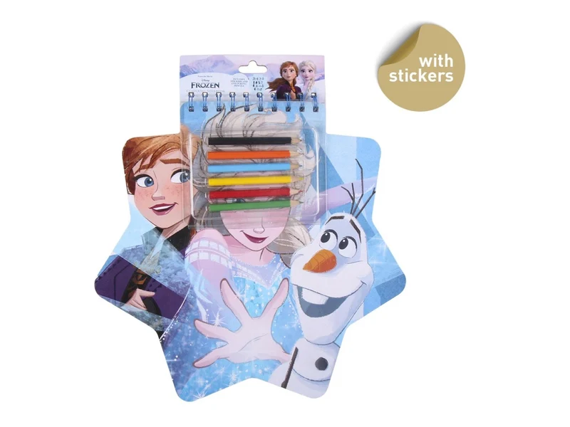Block notes Frozen per bambina, ideale per colorare e disegnare, blocchetto sagomato con 50 fogli, matite colorate, stickers - brand CerdÃ