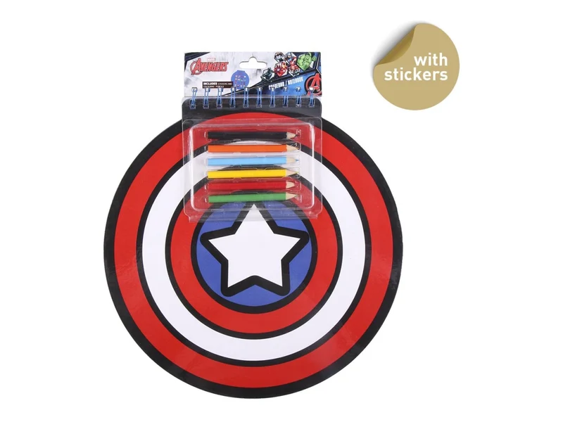 Block notes Capitan America per bambino, ideale per colorare e disegnare, blocchetto sagomato con 50 fogli, matite colorate, stickers - brand CerdÃ