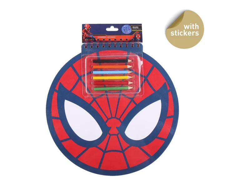 Block notes Spider-man per bambino, ideale per colorare e disegnare, blocchetto sagomato con 50 fogli, matite colorate, stickers - brand CerdÃ